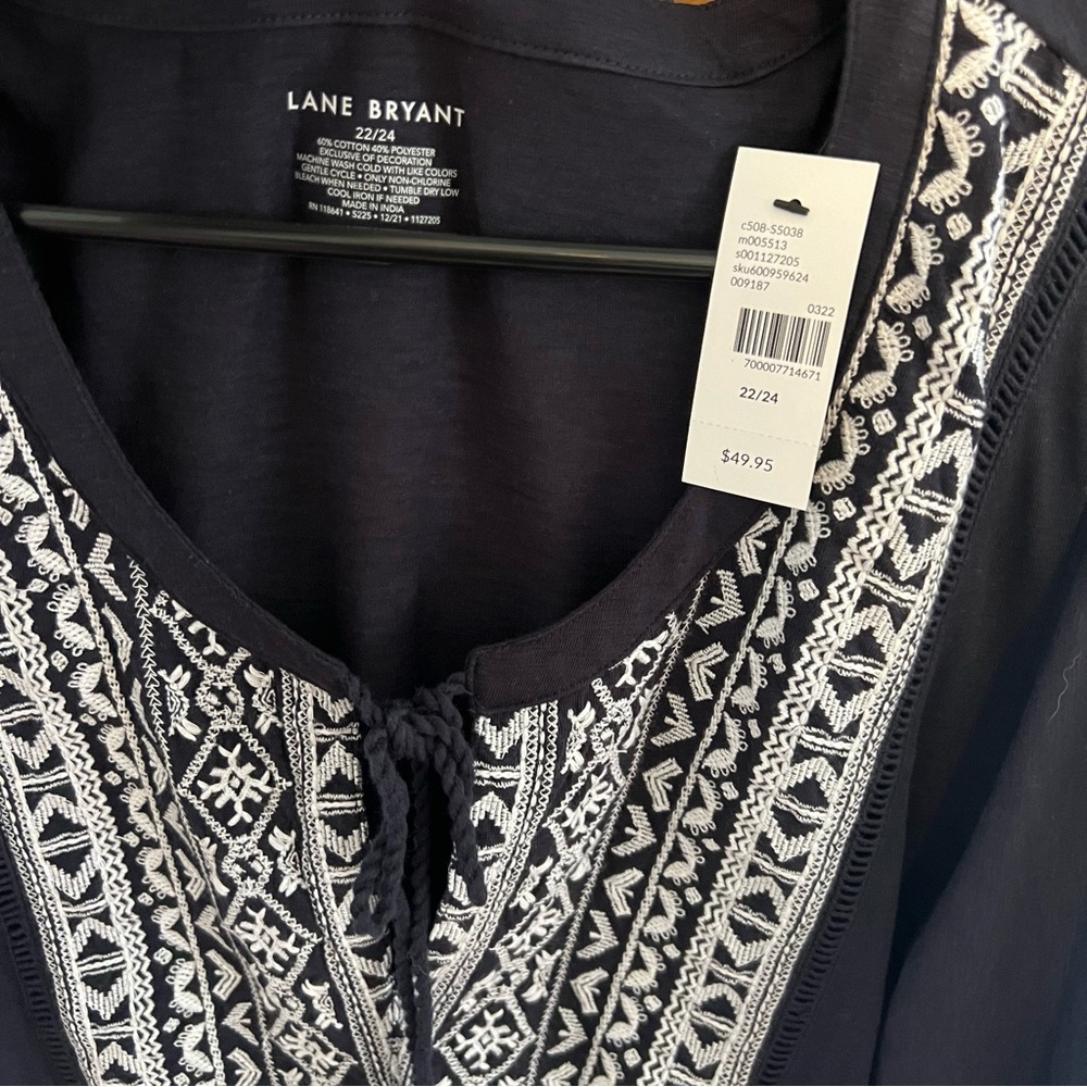 NWT lane Bryant size 22/24 navy and white top short sleeve - Picture 2 of 5